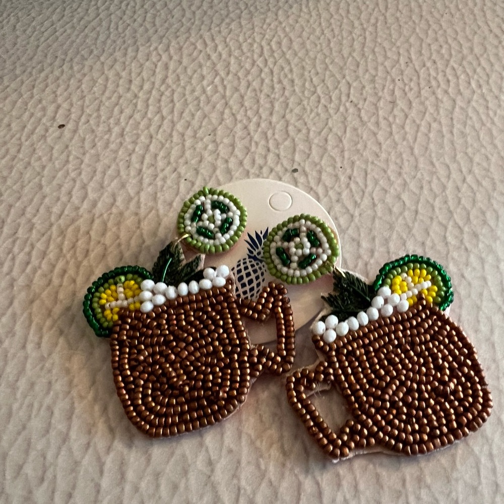 Margarita cup shaped beaded earrings